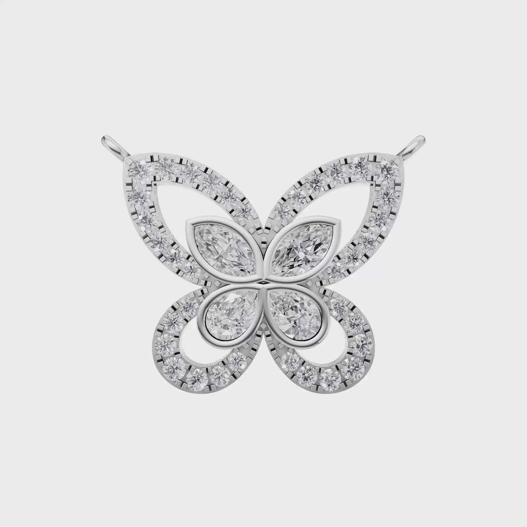 Aarinya Marquise & Pear Butterfly Diamond Pendant, The Enchanted Butterfly Lab Grown Diamond Pendant Centerpiece