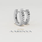 Aarinya Matrix Diamond Hoop Earrings, The Architectural Diamond Huggie Hoops, Channel Set Diamond Huggie Hoops