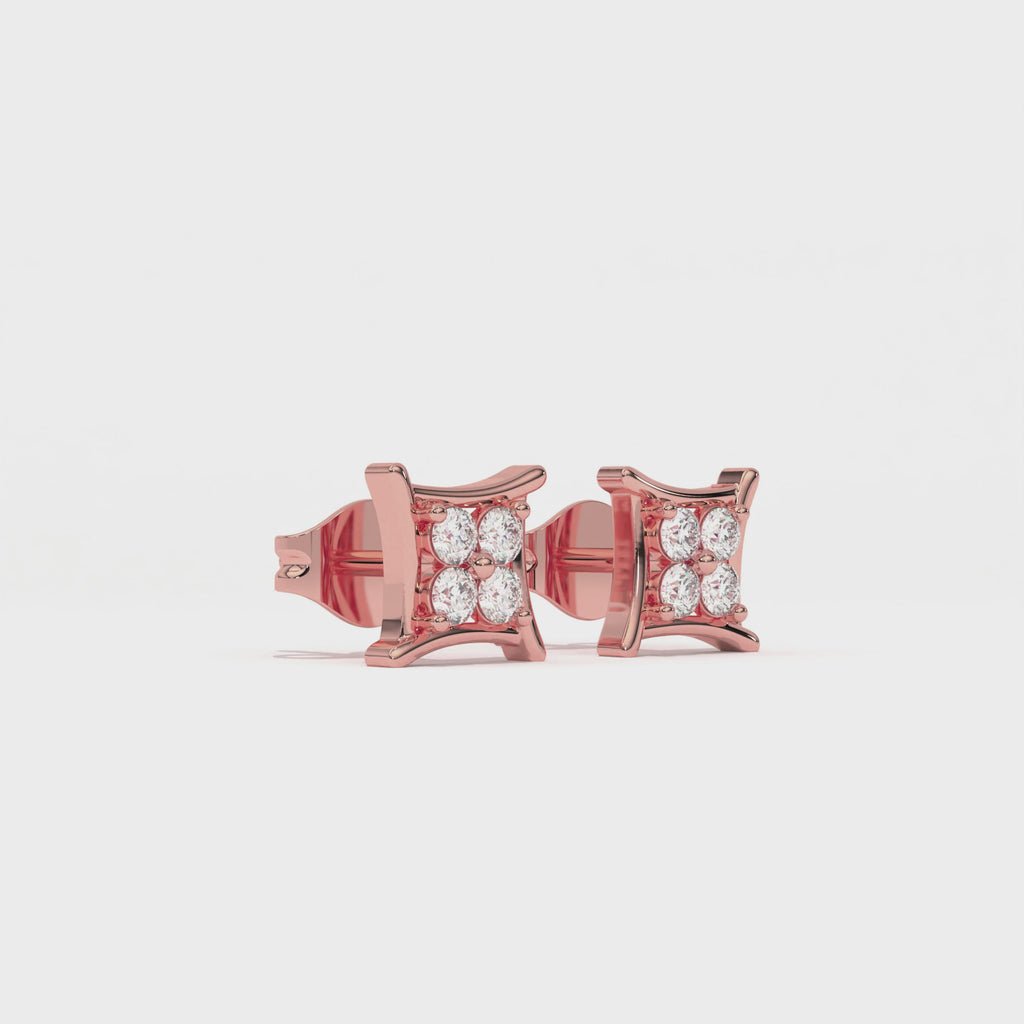 Aarinya Kite-Frame Lab-Grown Diamond Cluster Stud Earrings, The Centurion Minimalist Curved Chevron Mosaic Studs