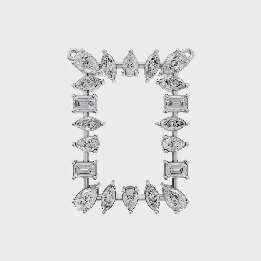 Aarinya Geometric Fancy-Cut Open-Halo Diamond Pendant, Ethereal Emerald, Pear & Marquise Diamond Mosaic Pendant