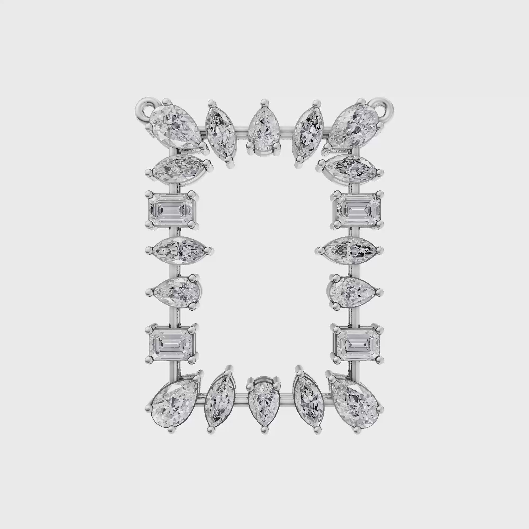 Aarinya Geometric Fancy-Cut Open-Halo Diamond Pendant, Ethereal Emerald, Pear & Marquise Diamond Mosaic Pendant