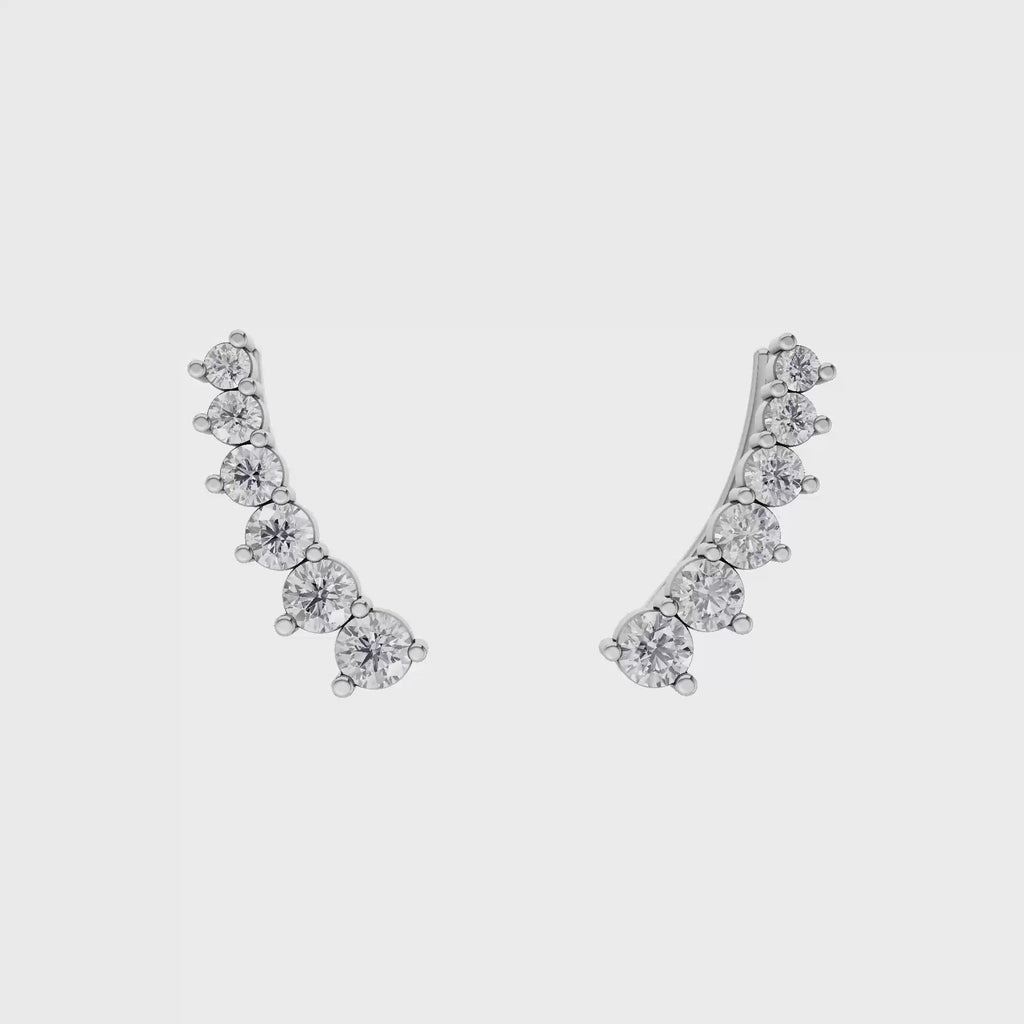 Aarinya Diamond Wave Ear Climbers, Curved Diamond Ear Sweeps