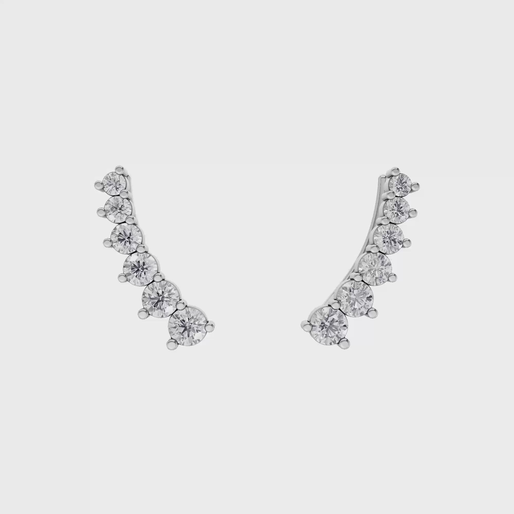 Aarinya Diamond Wave Ear Climbers, Curved Diamond Ear Sweeps