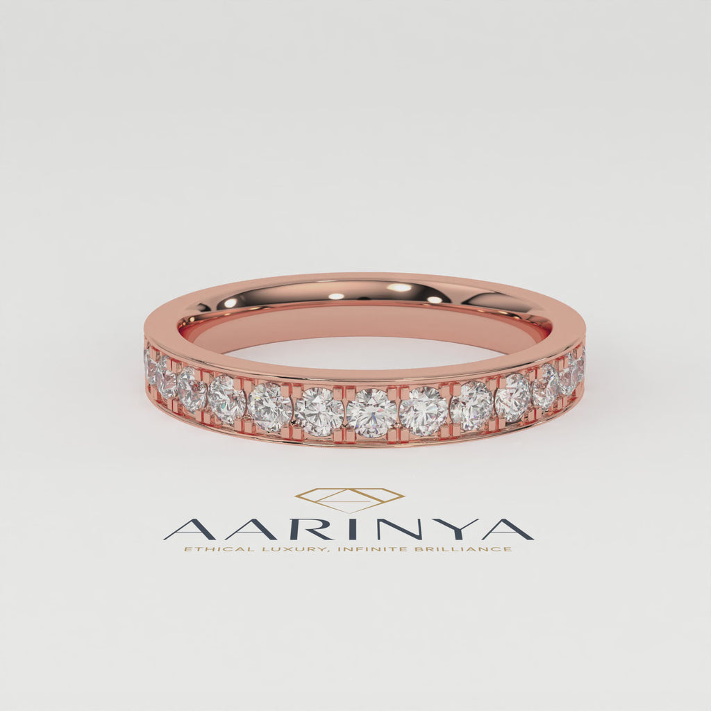 Aarinya Aurelia Eternity Band, The Infinite Brilliance Stackable Ring, Classic Bordered Round Diamond Band