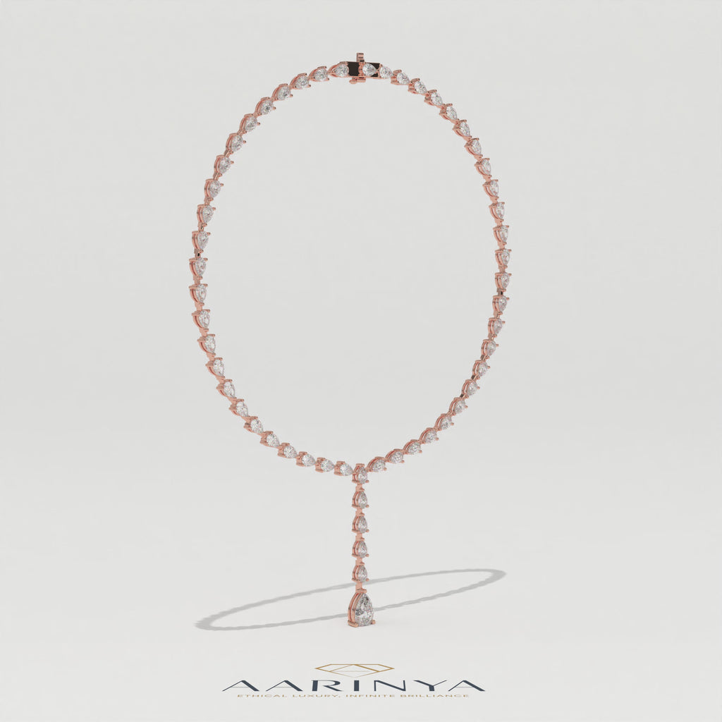 Aarinya Pear-Cut Lab-Grown Diamond Y-Drop Tennis Necklace, The Centurion Cascade Teardrop Lariat Necklace