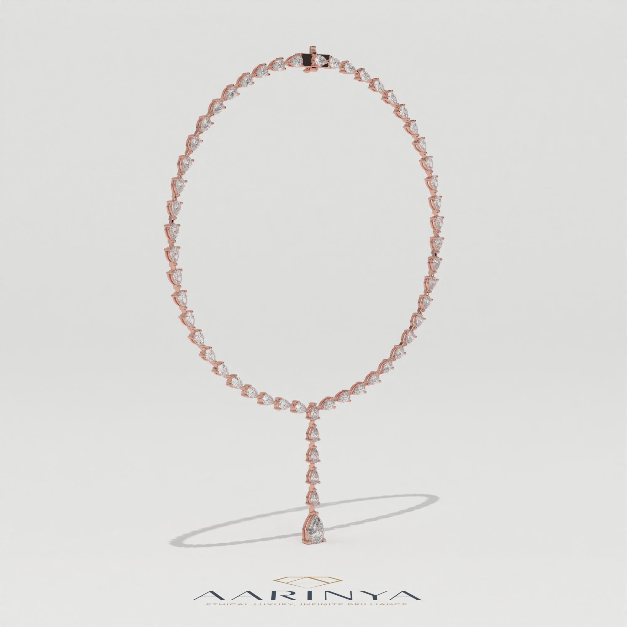 Aarinya Pear-Cut Lab-Grown Diamond Y-Drop Tennis Necklace, The Centurion Cascade Teardrop Lariat Necklace