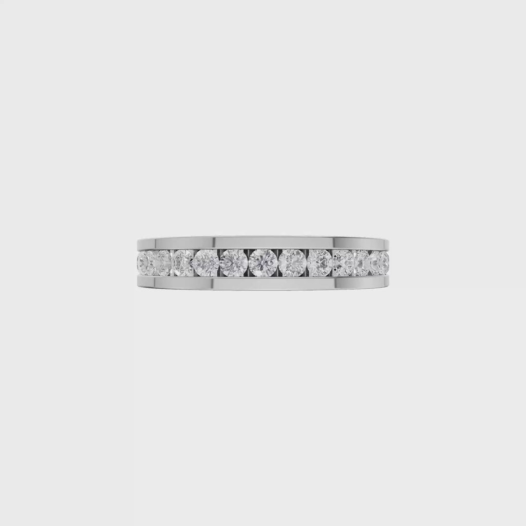 Aarinya Full Eternity Channel Diamond Band Ring, Eternity Channel Round Diamond Ring