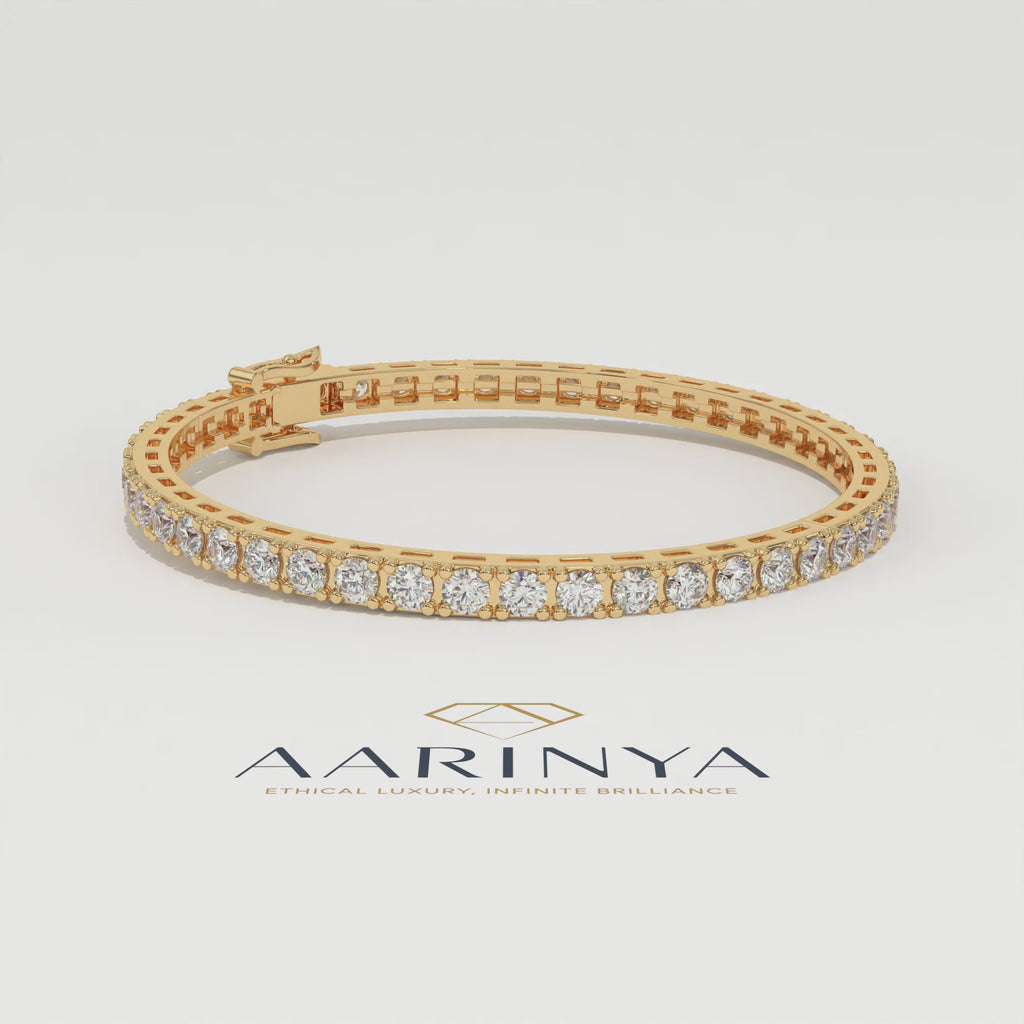 Aarinya Round Brilliant-Cut Lab-Grown Diamond Single-Line Tennis Bracelet