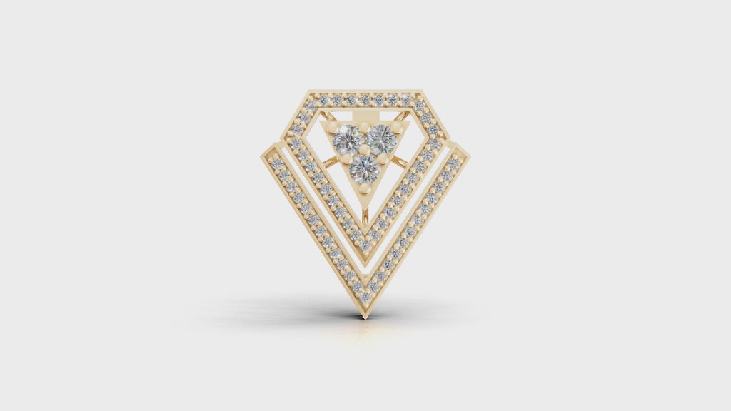Aarinya Shield Lab-Grown Diamond Lapel Pin, The Prism Triangle Tiered Brooch