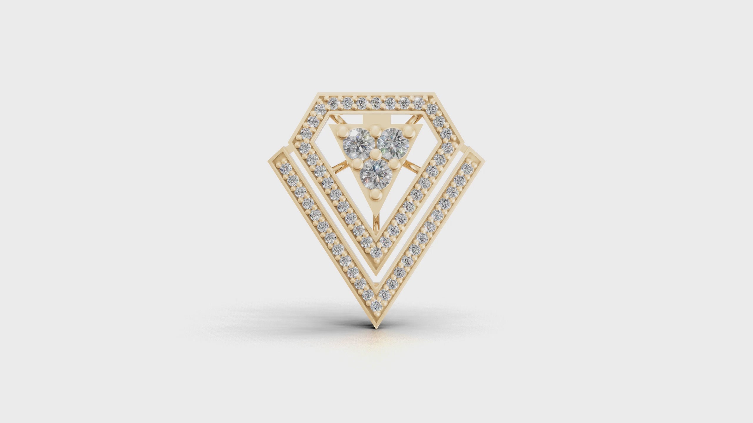 Aarinya Shield Lab-Grown Diamond Lapel Pin, The Prism Triangle Tiered Brooch