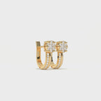 Aarinya Floral Cluster Double-Row Diamond Huggie Earrings, The Centurion Minimalist Split-Shank Flower Cluster Hoops
