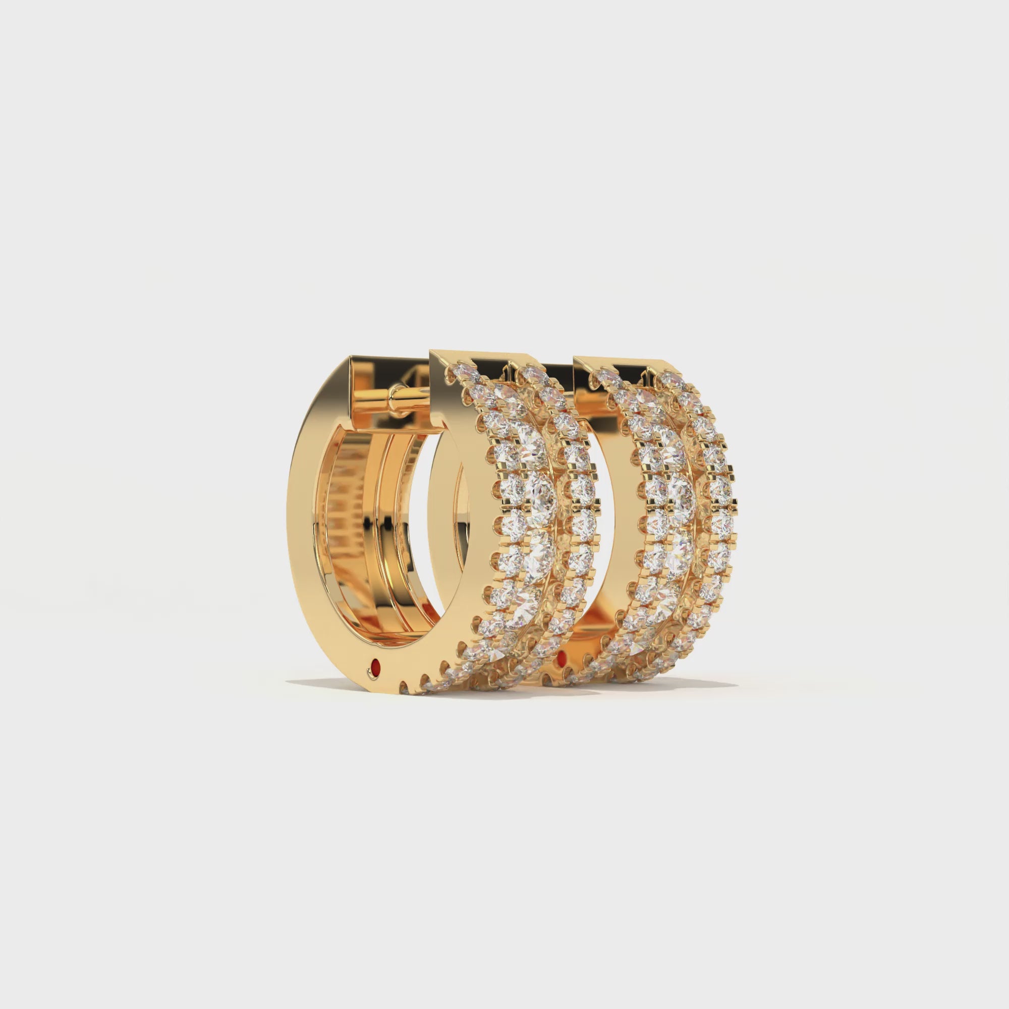Aarinya Triple-Row Lab-Grown Diamond Statement Huggie Earrings