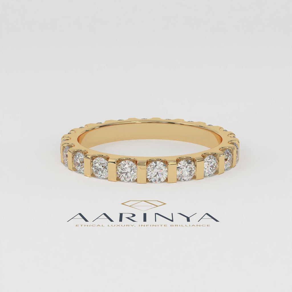 Aarinya Bar-Set Round Diamond Eternity Band, The Horizon Floating Diamond Ring