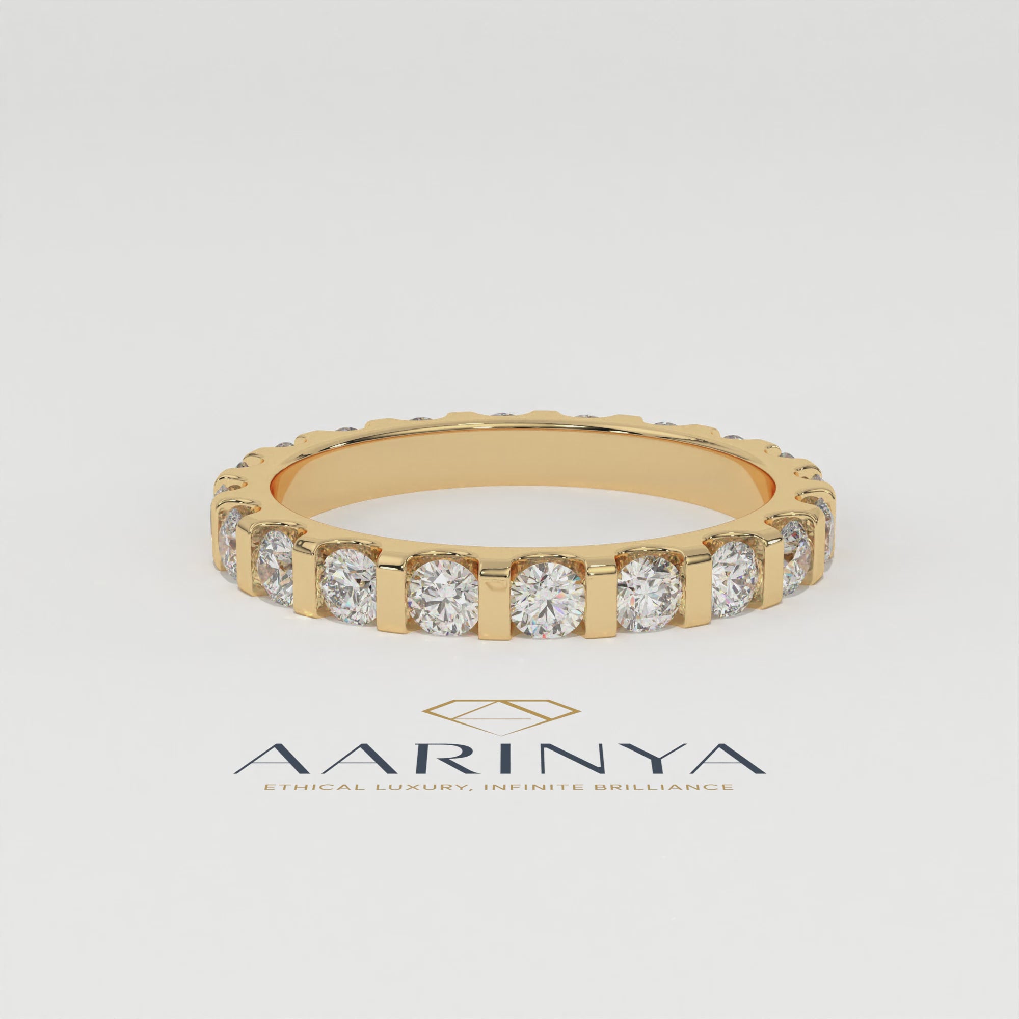 Aarinya Bar-Set Round Diamond Eternity Band, The Horizon Floating Diamond Ring