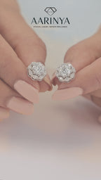 Aarinya Blossom Floral Tops Earring, The Radiant Flower Earring, Petite Petal Diamond Tops, Flower Diamond Earrings
