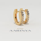 Aarinya Matrix Diamond Hoop Earrings, The Architectural Diamond Huggie Hoops, Channel Set Diamond Huggie Hoops
