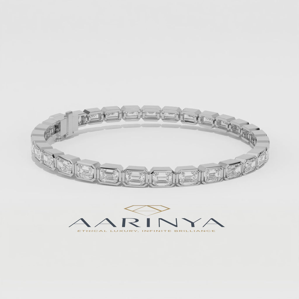 Aarinya Lab-Grown Diamond Bezel Tennis Bracelet, The Centurion Minimalist Horizon-Link Bracelet