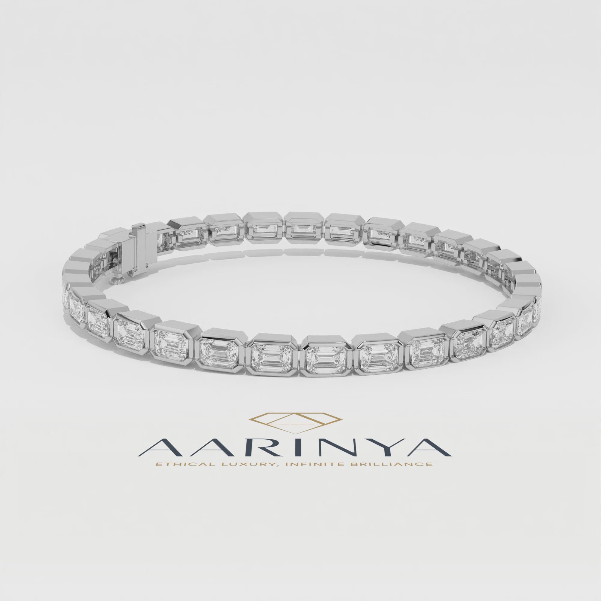 Aarinya Lab-Grown Diamond Bezel Tennis Bracelet, The Centurion Minimalist Horizon-Link Bracelet