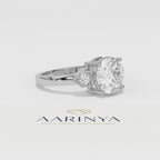 Aarinya Geometric Three-Stone Diamond Ring, The Deco Arrow Three-Stone Solitaire, The Eternal Timeline Chevron Ring, Rose Gold Chevron 3-Stone Ring