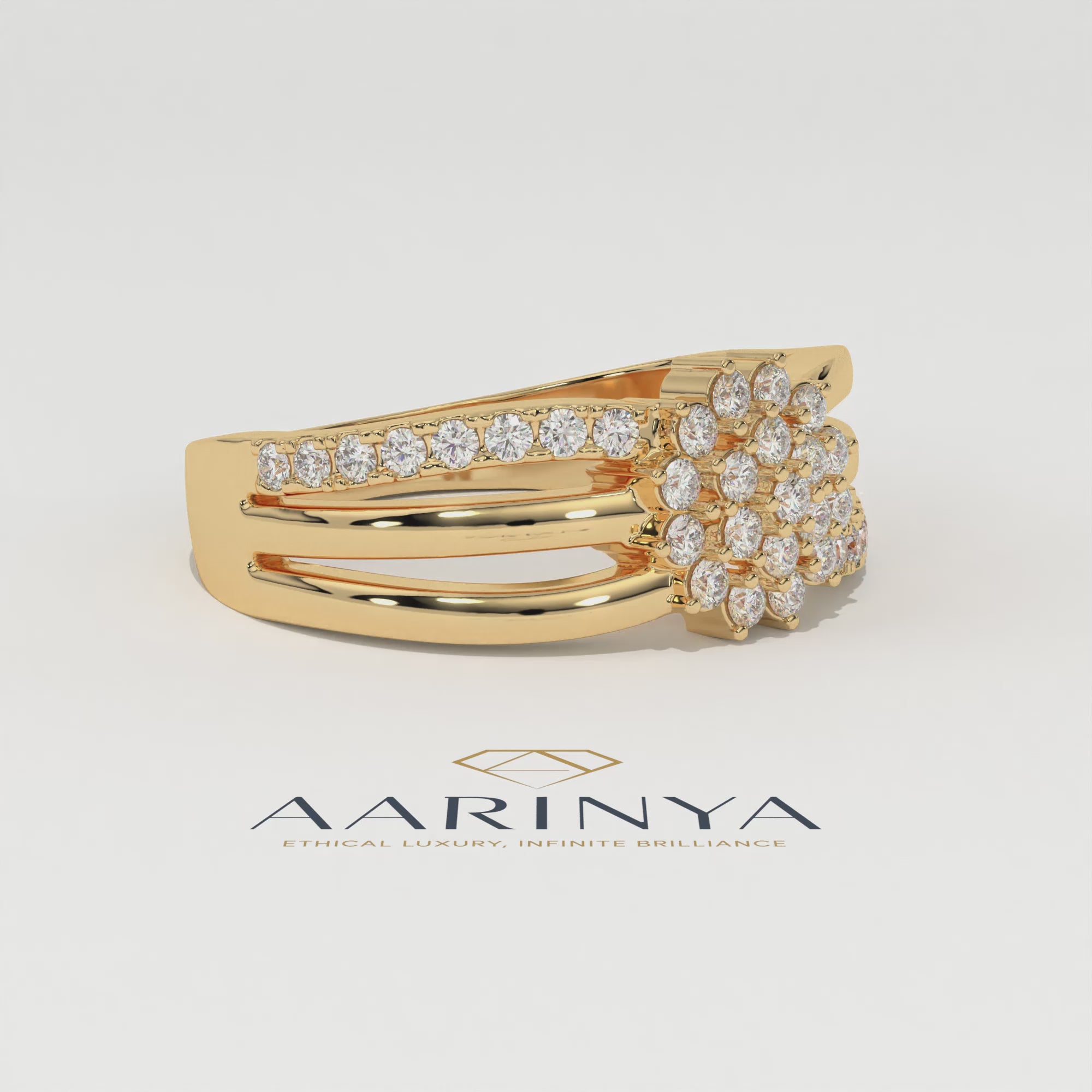Aarinya Cluster Cathedral Lab-Grown Diamond Ring, The Regent Square Ring, The Empress Tiered Cathedral Cluster Ring