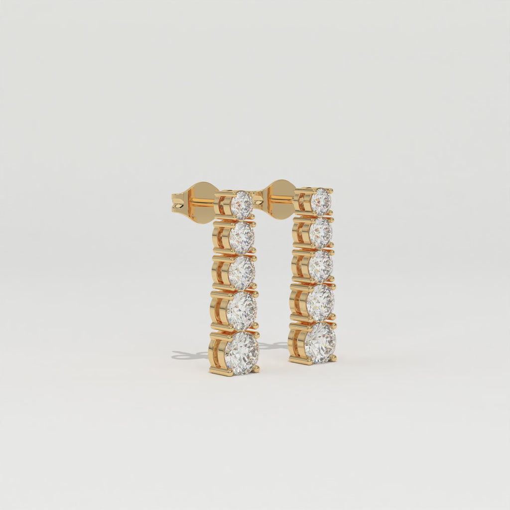 Aarinya Lab-Grown Diamond Linear Drop Earrings, The Centurion Minimalist Tiered Collet Cascade Earrings