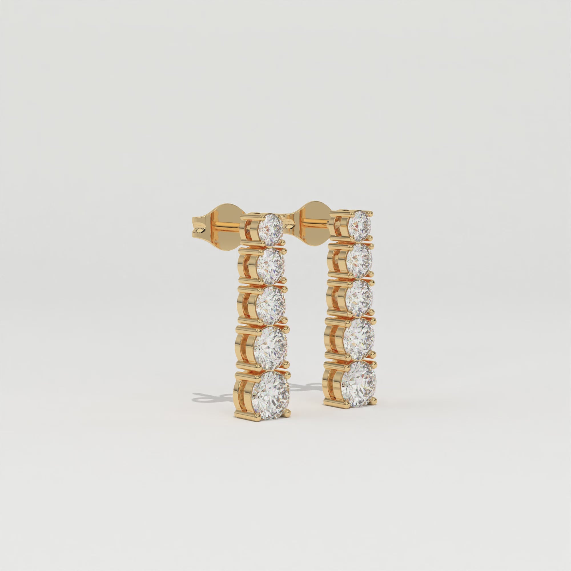 Aarinya Lab-Grown Diamond Linear Drop Earrings, The Centurion Minimalist Tiered Collet Cascade Earrings