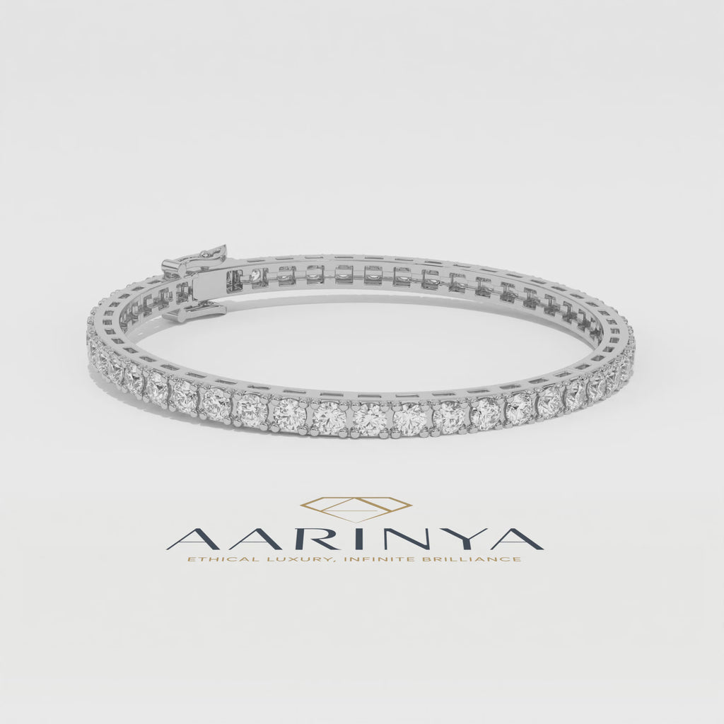 Aarinya Round Brilliant-Cut Lab-Grown Diamond Single-Line Tennis Bracelet