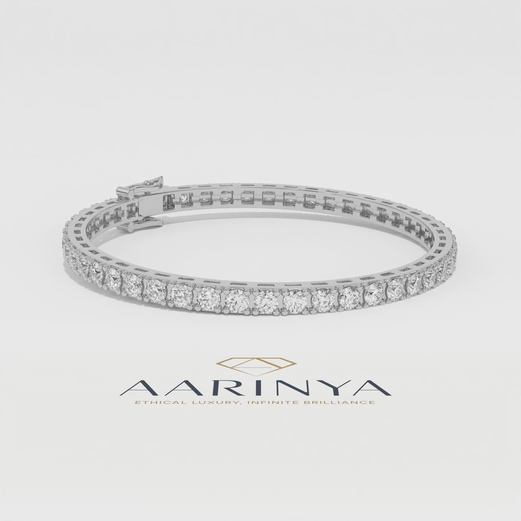 Aarinya Round Brilliant-Cut Lab-Grown Diamond Single-Line Tennis Bracelet