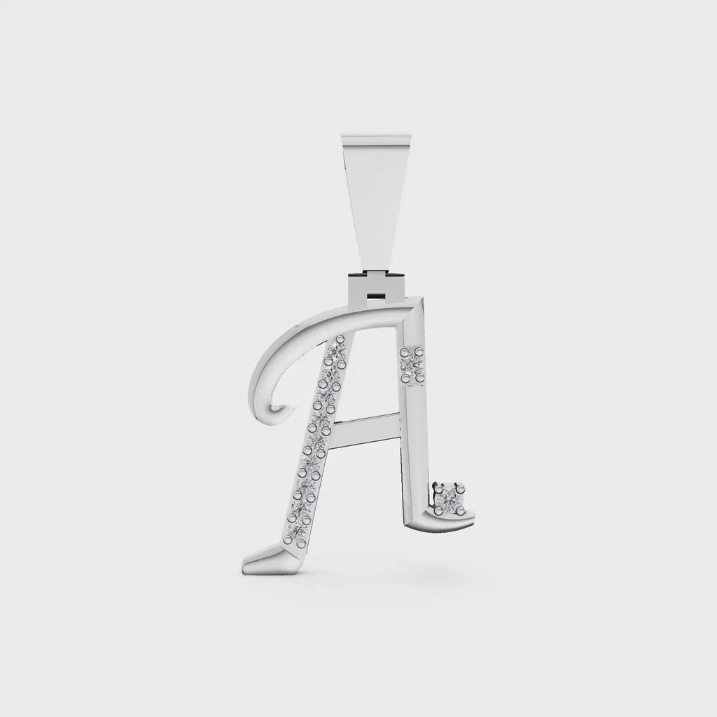 Aarinya Script Yellow Gold 'A' Lab Grown Diamond Pendant, The Solstice Script Initial 'A' Pendant