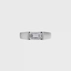 Aarinya Horizontal Emerald-Cut Half-Bezel Ring, The Solstice Architectural Emerald VVS Diamond Ring