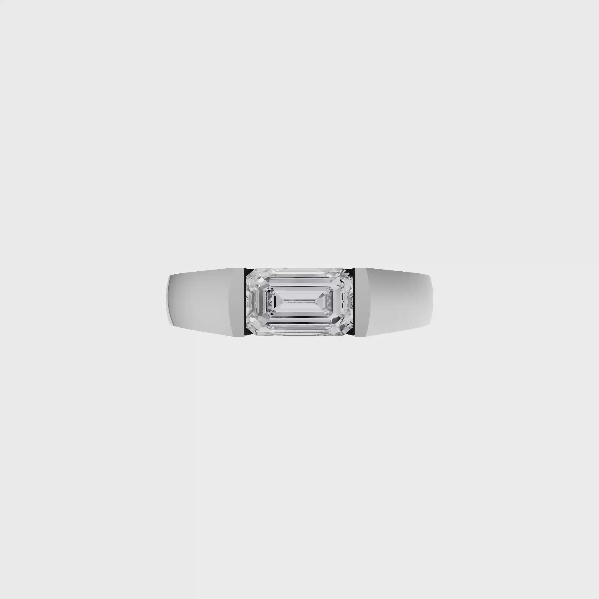 Aarinya Horizontal Emerald-Cut Half-Bezel Ring, The Solstice Architectural Emerald VVS Diamond Ring