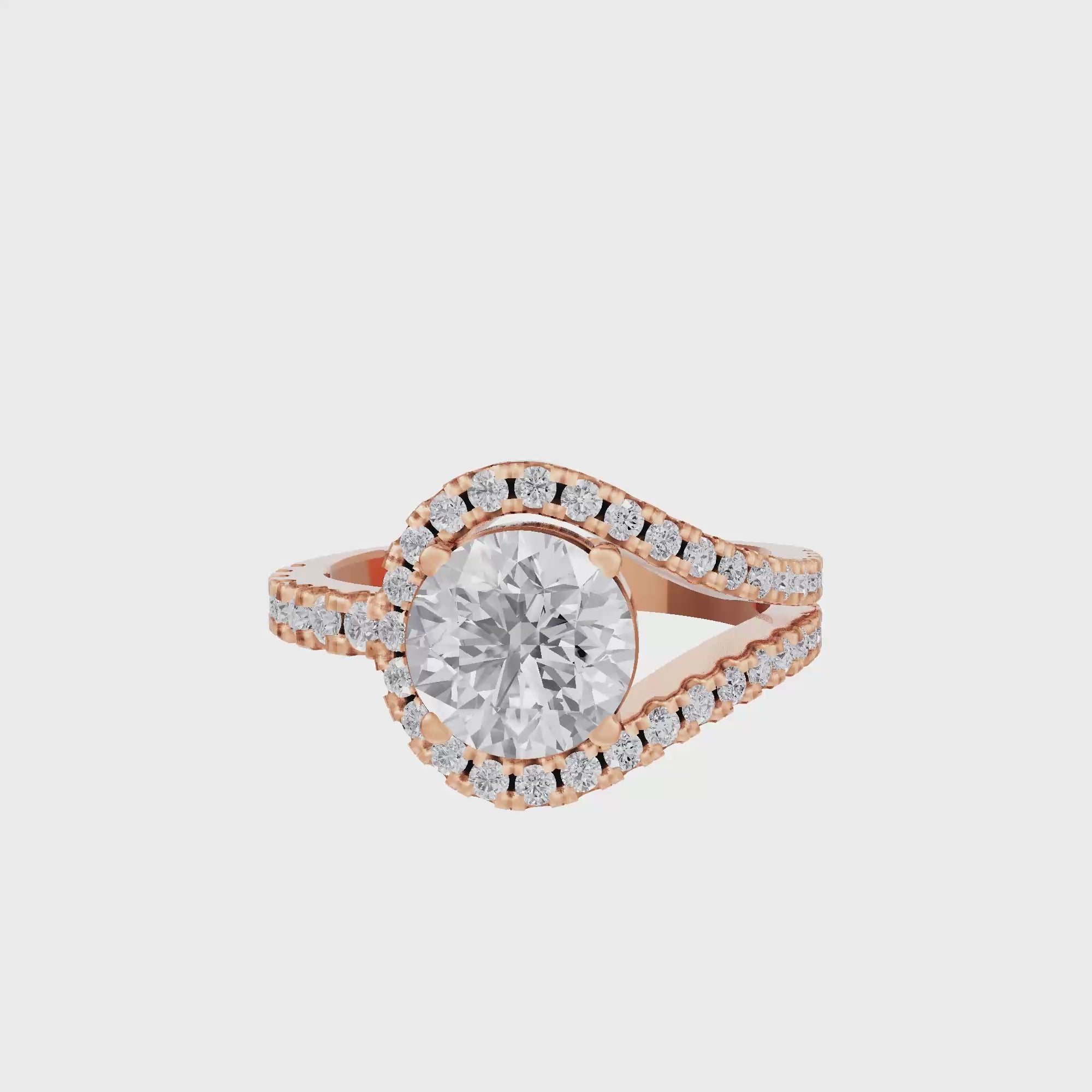 Aarinya Round Cut Diamond Bypass Halo Ring