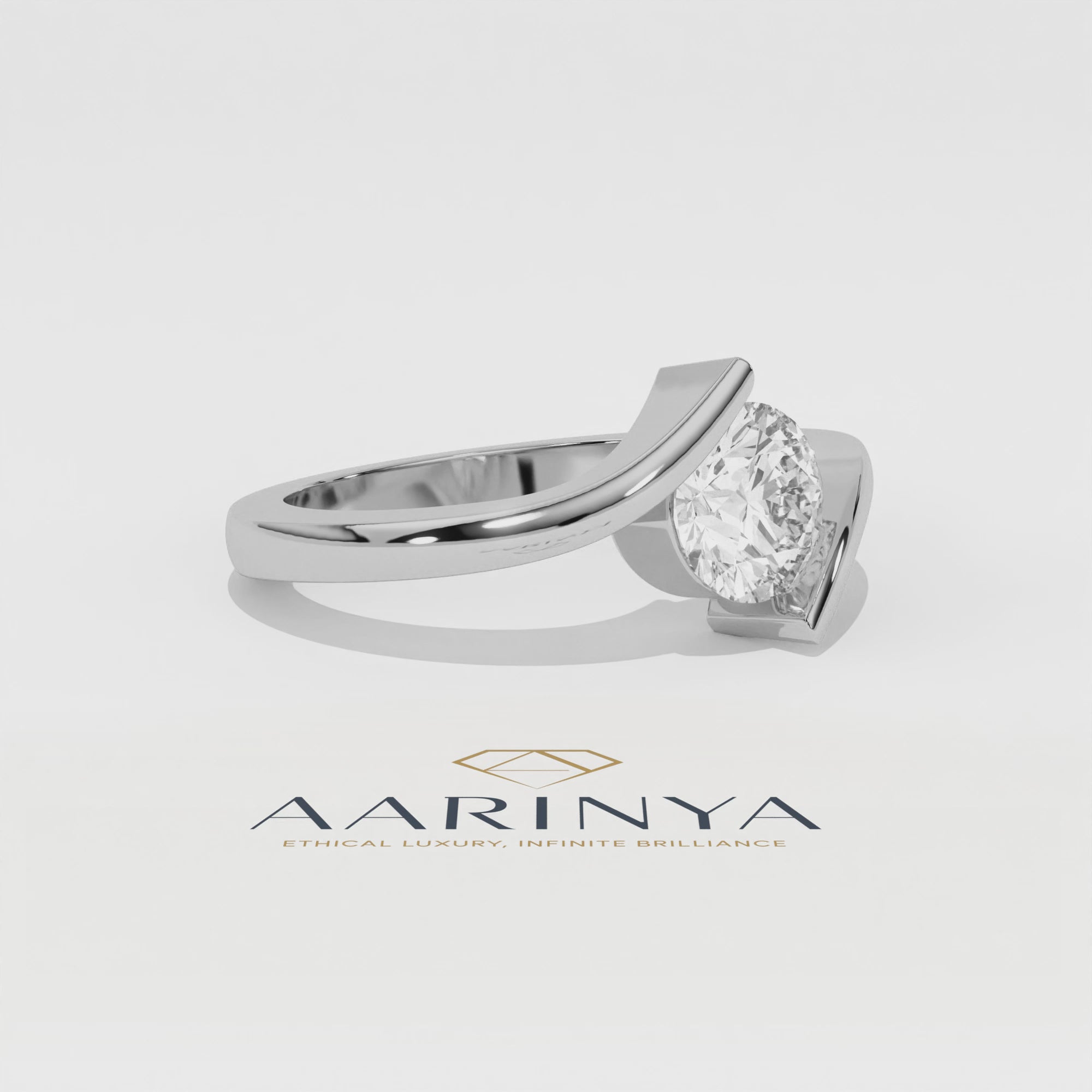 The Helix Architectural Solitiare Ring, The Vortex Clean Border Ring, Rose Gold Tension Set Engagement Ring