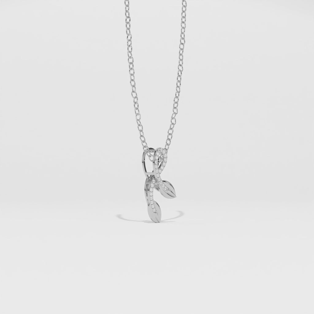 Aarinya Botanical Infinity Vine Lab-Grown Diamond Leaf Pendant, Olive Leaf Infinity Pendant