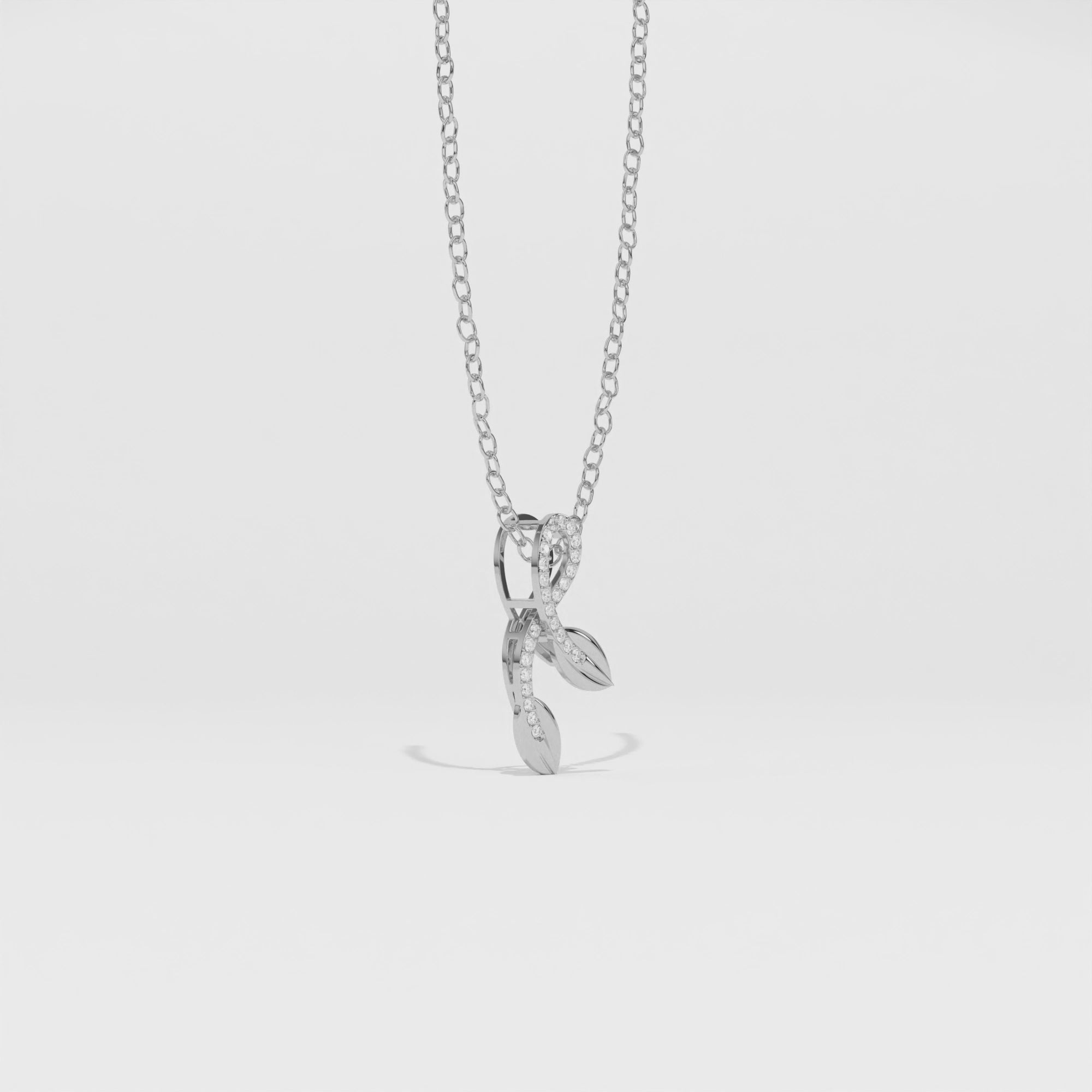 Aarinya Botanical Infinity Vine Lab-Grown Diamond Leaf Pendant, Olive Leaf Infinity Pendant