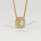 Aarinya Blossom Floral Pendant, Daily Wear / Office Wear Pendant, Milestone Birthday Gift, Floral Diamond Pendant