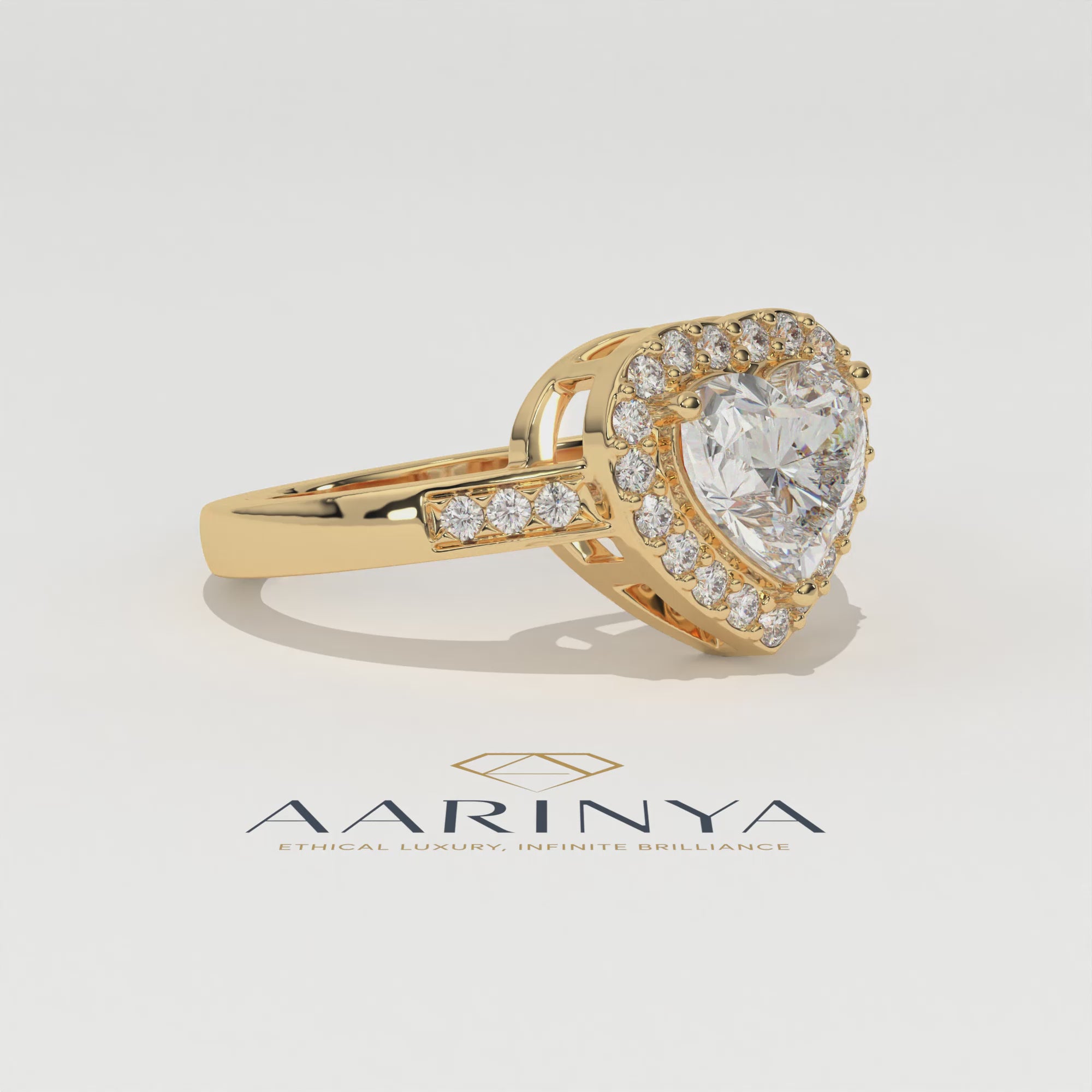 Aarinya Amour Heart Halo Ring, Valentine Radiant Ring, Aarinya Devotion Halo Ring, Heart Shaped Engagement Ring