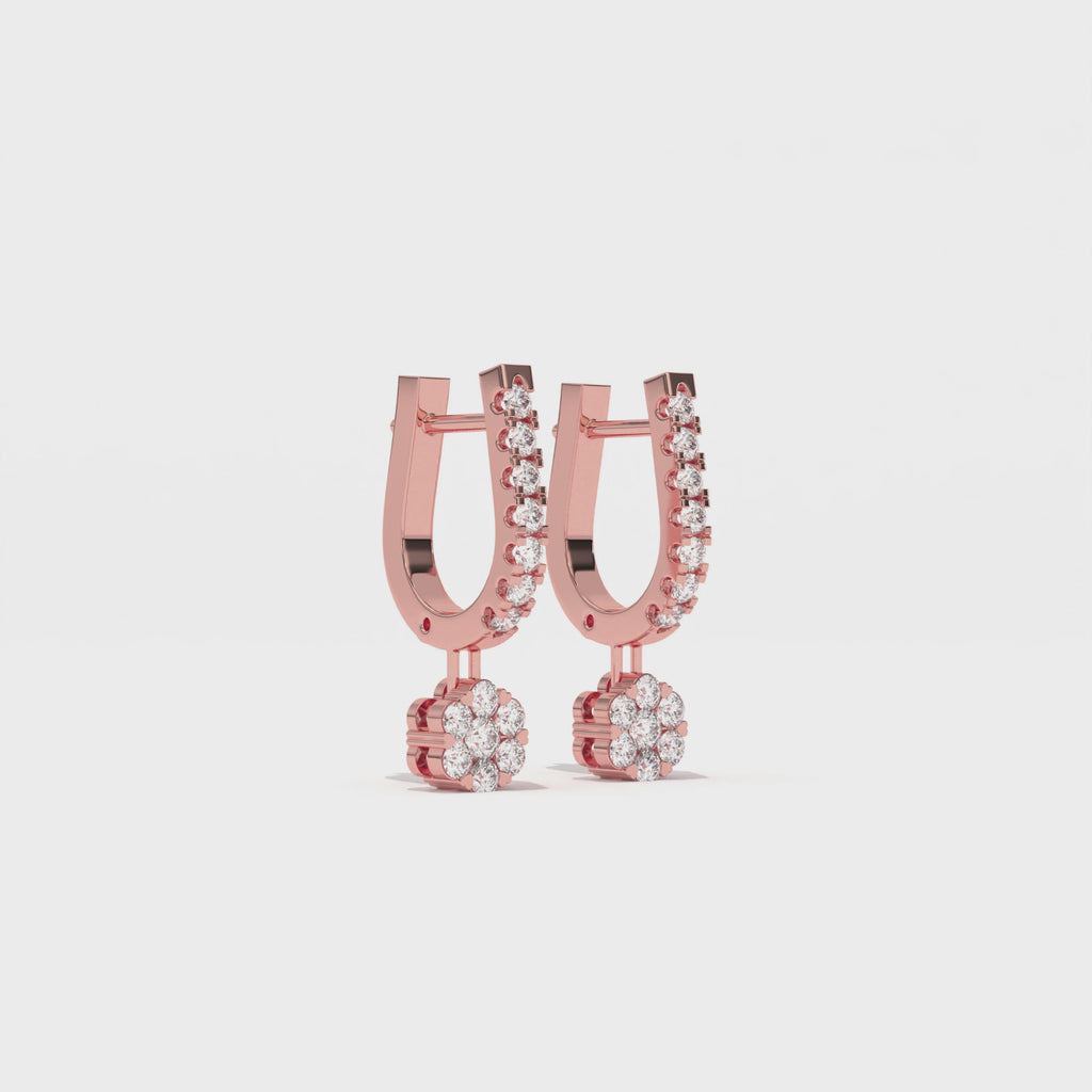 Aarinya Floral Cluster Linear Lab-Grown Diamond Drop Earrings, The Centurion Minimalist Tiered Rosetta Drop Earrings