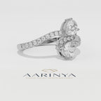Aarinya Twin Pear Toi et Moi Diamond Ring, The Helix Asymmetric Dual-Pear Ring