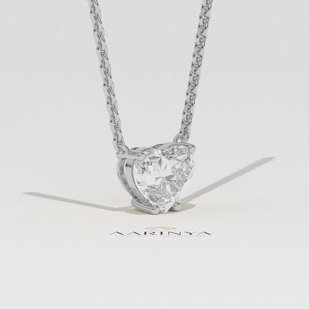Aarinya Amore Heart Pendant, Minimalist Heart Cut Diamond Pendant