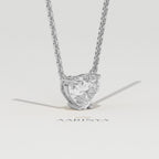 Aarinya Amore Heart Pendant, Minimalist Heart Cut Diamond Pendant