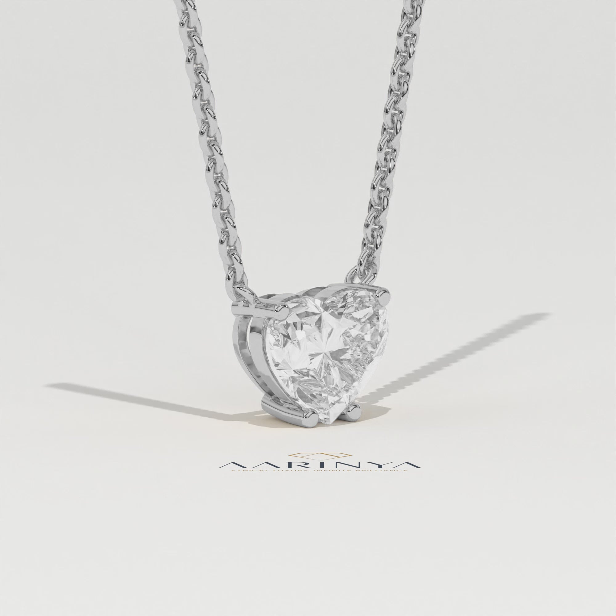 Aarinya Amore Heart Pendant, Minimalist Heart Cut Diamond Pendant