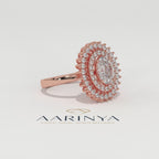 Aarinya Diamond Vintage Double-Halo Cocktail Ring, The Vantage Empress Oval Double Halo Statement Ring