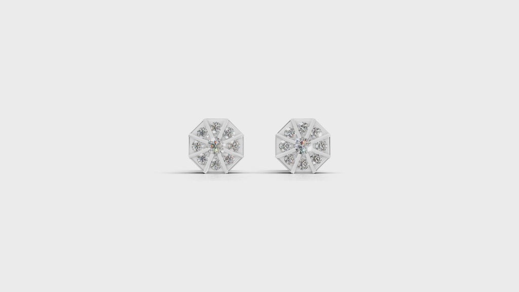 Aarinya Nexus Geometric Earrings, The Prism Spokes Lab-Diamond