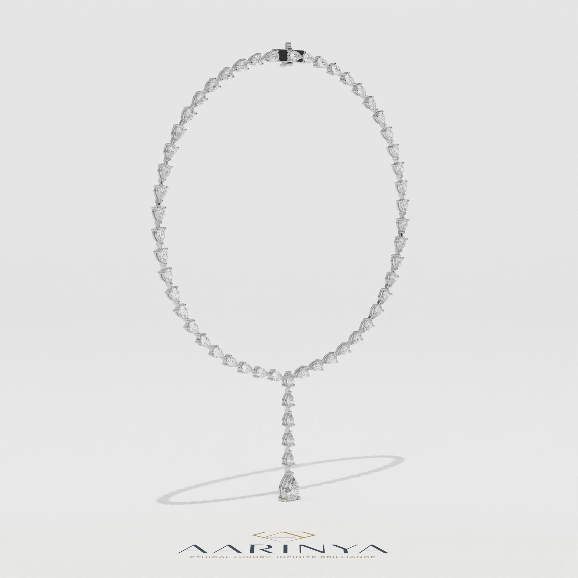 Aarinya Pear-Cut Lab-Grown Diamond Y-Drop Tennis Necklace, The Centurion Cascade Teardrop Lariat Necklace