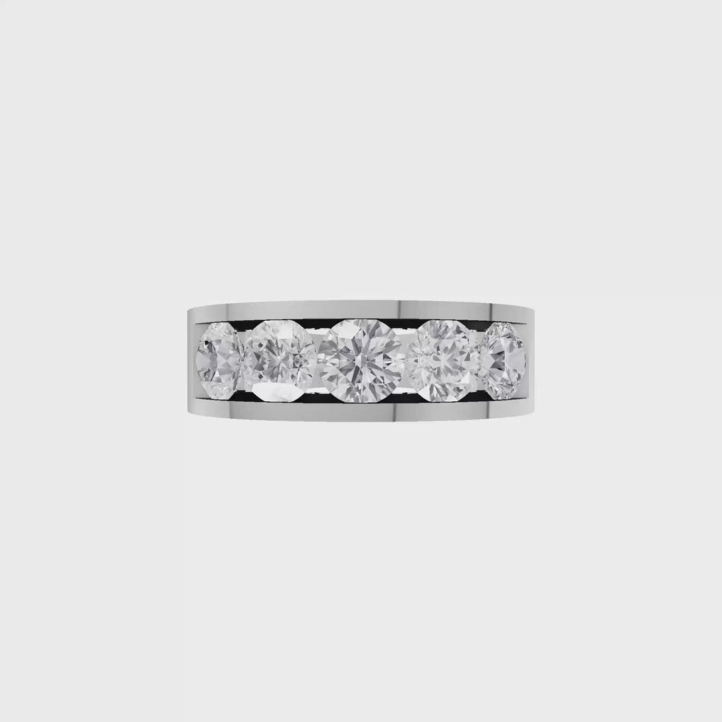 Aarinya Vanguard Channel-Set Five Diamond Band, The Sovereign Five-Stone Channel Men's Diamond Ring