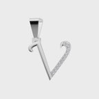 Aarinya Pave Accent Diamond Letter 'V' Pendant, The Calligraphic Diamond Initial 'V' Pendant