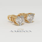 Aarinya Amore Heart Tops Earrings, The heart Brilliant Diamond Tops, Petite Rose Heart Earrings