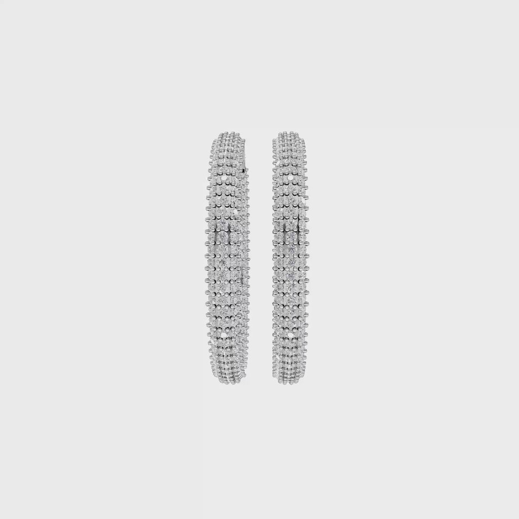 Aarinya Triple-Row Inside-Out Diamond Hoop Earrings, The Pave Triple-Band Hoops