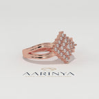 Aarinya Diamond Kite Cluster Ring, The Deco Diamond Grid Ring, Gold Rhombus Cluster Ring